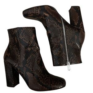 Steve Madden Trix Square-Toe Women's Booties Brown Snake 6.5